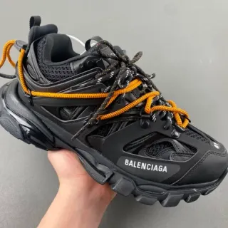 Balenciaga Runner Suela negra naranja Malla y superposición sintética Zapatillas chunky