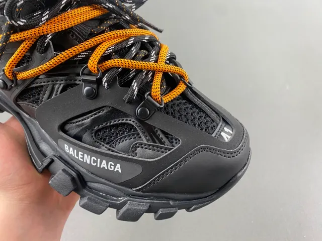 Balenciaga Runner Sola preta laranja Malha e sobreposição sintética Tênis chunky 2