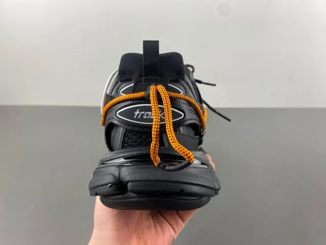 Balenciaga Runner Sola preta laranja Malha e sobreposição sintética Tênis chunky 4