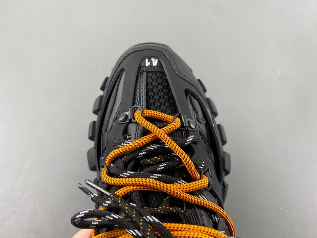 Balenciaga Runner Sola preta laranja Malha e sobreposição sintética Tênis chunky 5