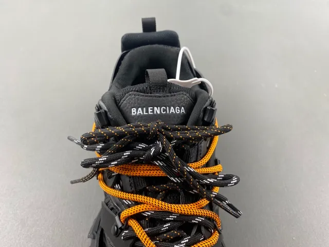 Balenciaga Runner Sola preta laranja Malha e sobreposição sintética Tênis chunky 6
