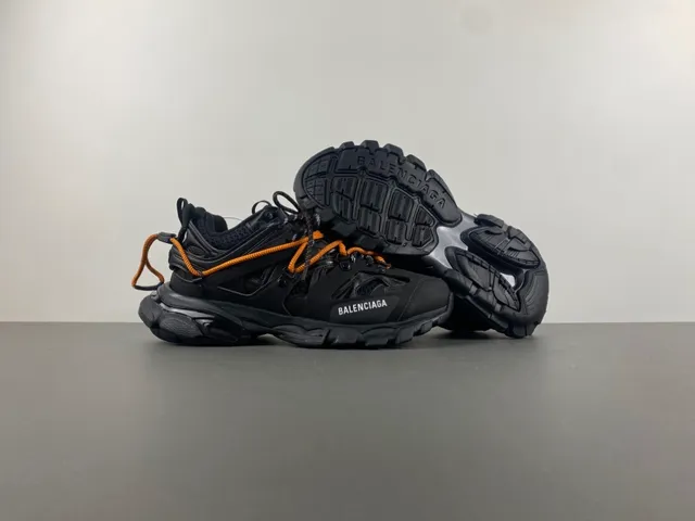 Balenciaga Runner Sola preta laranja Malha e sobreposição sintética Tênis chunky 12