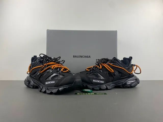 Balenciaga Runner Sola preta laranja Malha e sobreposição sintética Tênis chunky 13