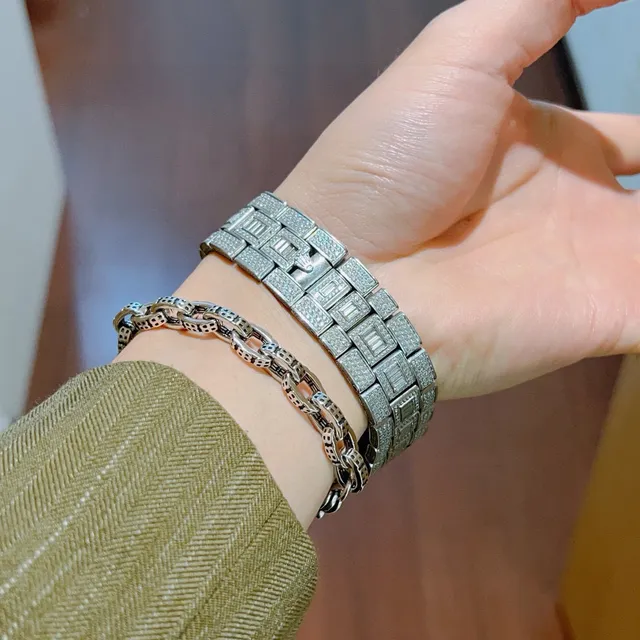 Balenciaga Silver Chunky Curb-Link Chain Geometric Perforated Links Bracelet 4