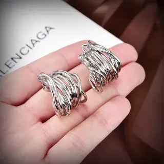 Balenciaga Pendientes de aro plateados retorcidos multi-fio