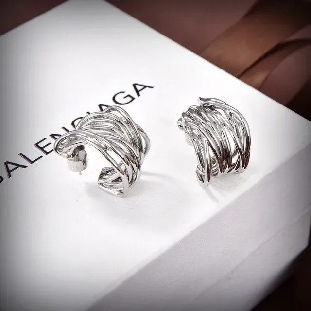 Balenciaga Brincos de Aro Prateados Retorcidos Multi-Fio 2