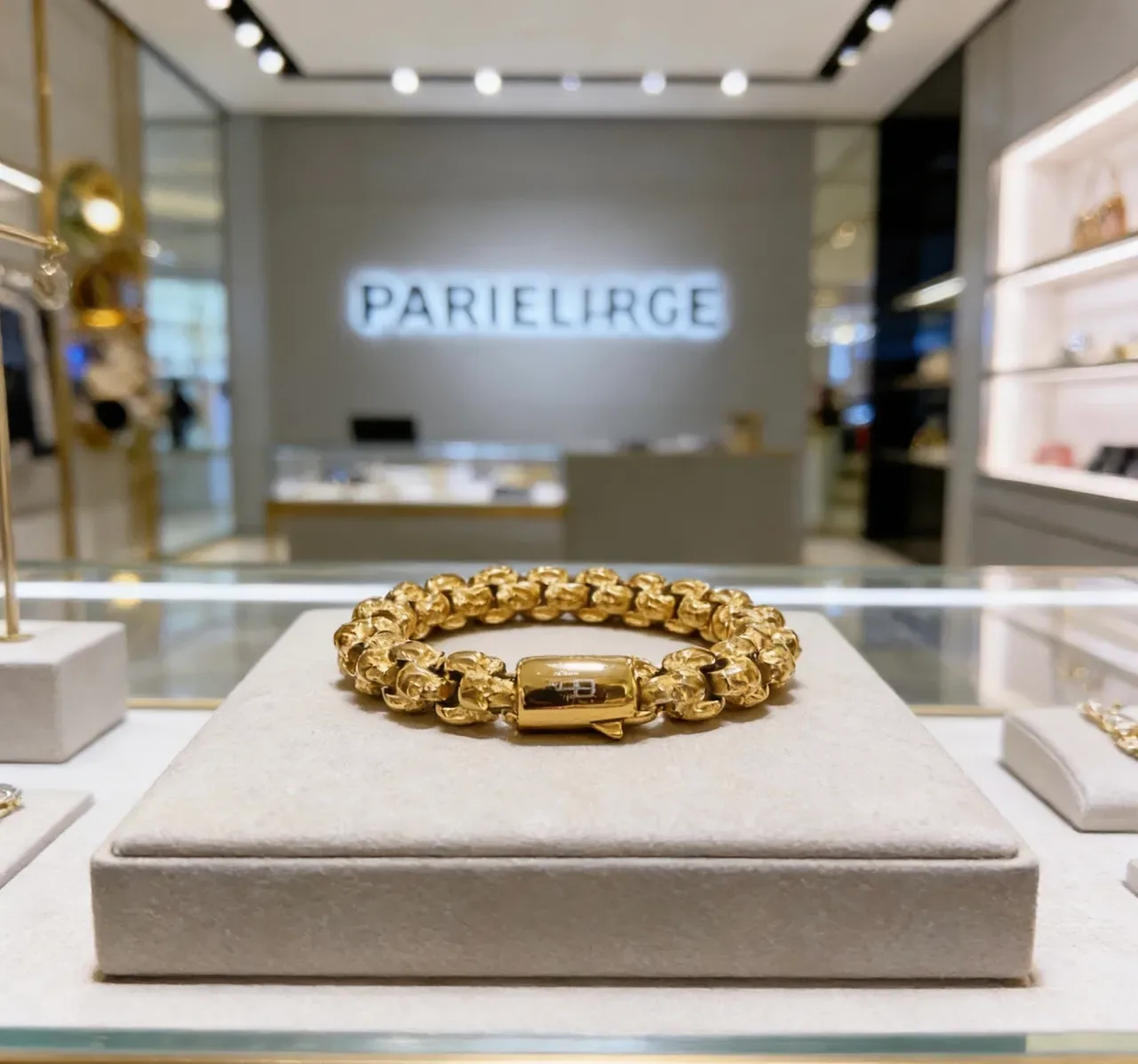 Balenciaga Bracelet Chaîne Crâne Dorée avec Maillons Crâne 9