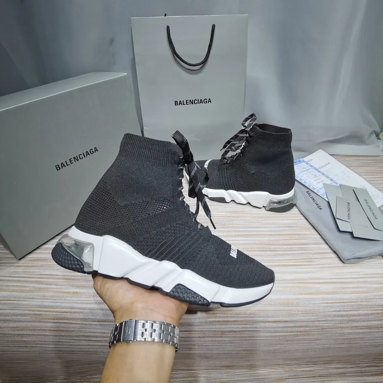 Balenciaga Speed Trainer chaussures lifestyle noir et blanc 6