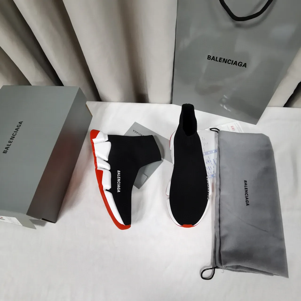 Balenciaga Speed Trainer Black White Red Lifestyle Sneakers 3
