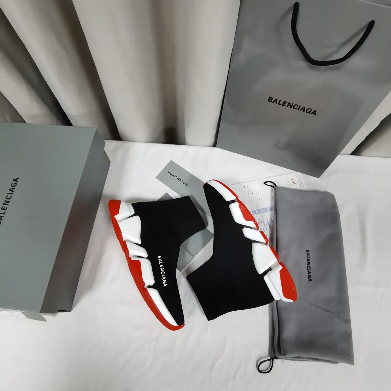 Balenciaga Speed Trainer Black White Red Lifestyle Sneakers 5
