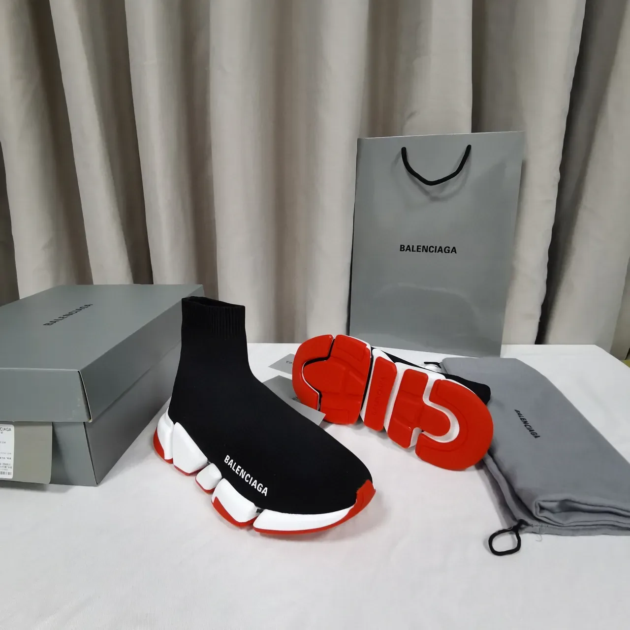 Balenciaga Speed Trainer Black White Red Lifestyle Sneakers 6