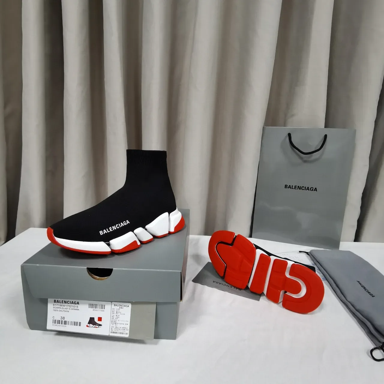 Balenciaga Speed Trainer Black White Red Lifestyle Sneakers 7