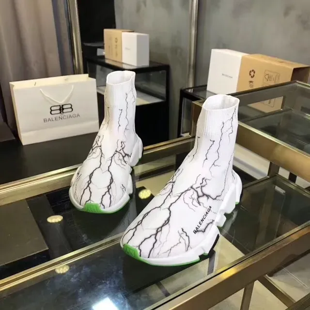 Balenciaga Speed Trainer Crackle White Green Tênis Lifestyle 4