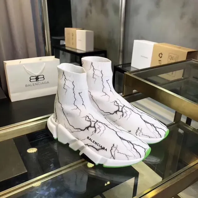 Balenciaga Speed Trainer Crackle White Green Tênis Lifestyle 5