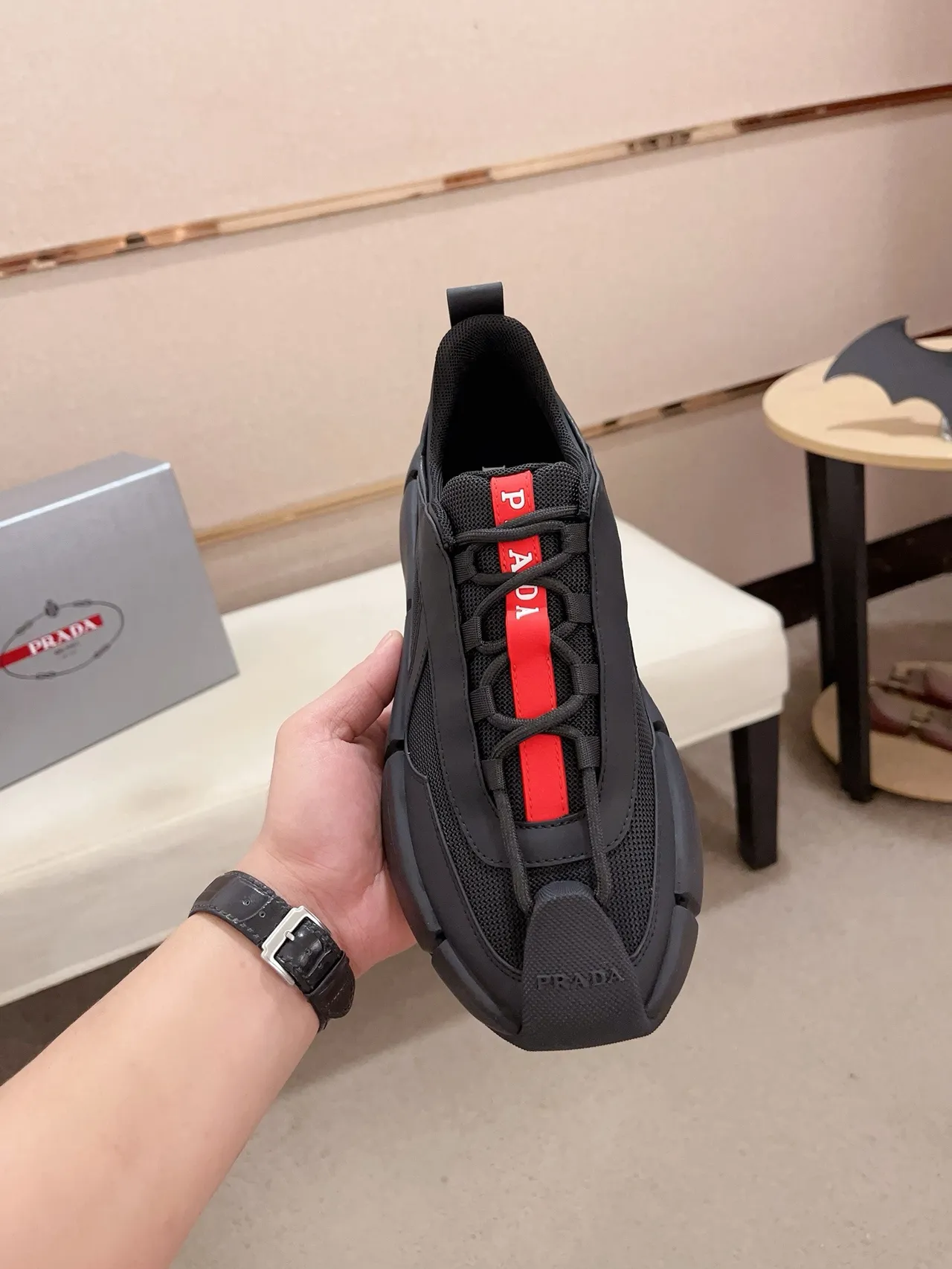 Balenciaga Track Preto e Vermelho Sola Esculpida Segmentada Mesh E Sintético Superior Tênis Chunky 2