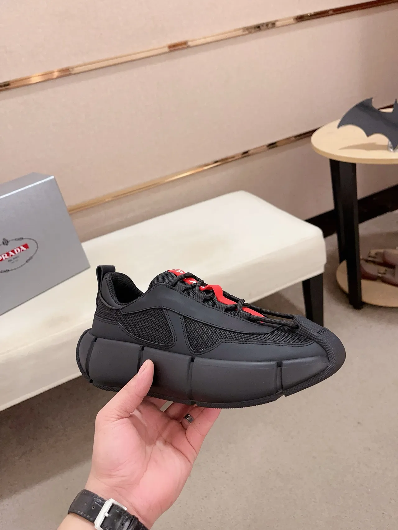 Balenciaga Track Preto e Vermelho Sola Esculpida Segmentada Mesh E Sintético Superior Tênis Chunky 4
