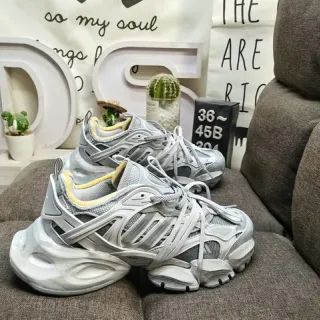 Balenciaga Track رمادي أصفر سول كبير قفص حزام تراكب أحذية رياضية كبيرة