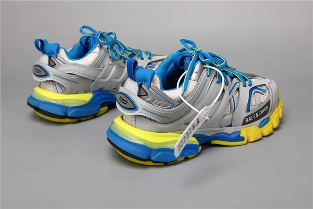 Balenciaga Track Gris Bleu Jaune sneakers épaisses 3