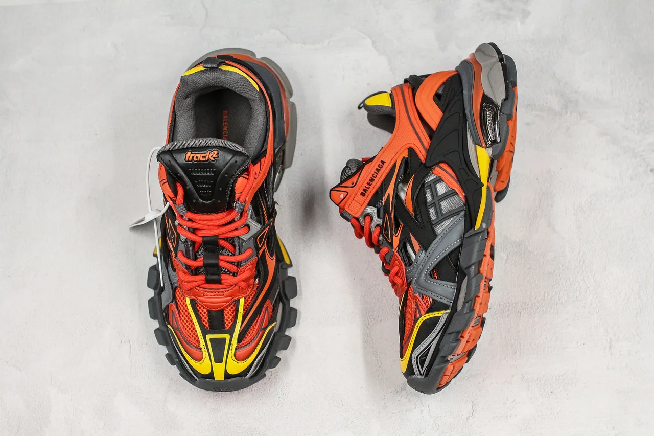 بالنسياغا Track Trainer برتقالي أسود رمادي أصفر حذاء رياضي سميك 4
