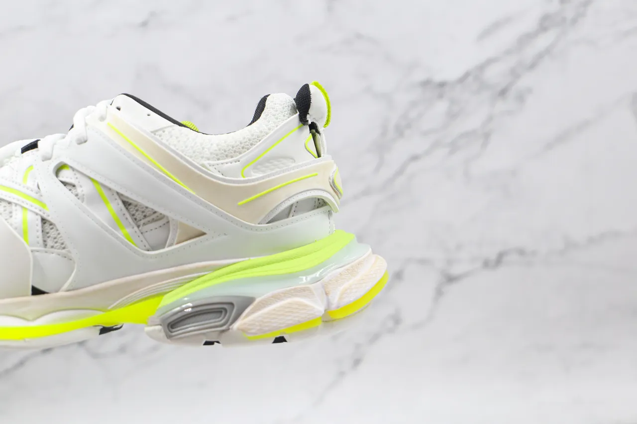 Balenciaga Track Trainer أبيض نيون أصفر حذاء رياضي كبير 4