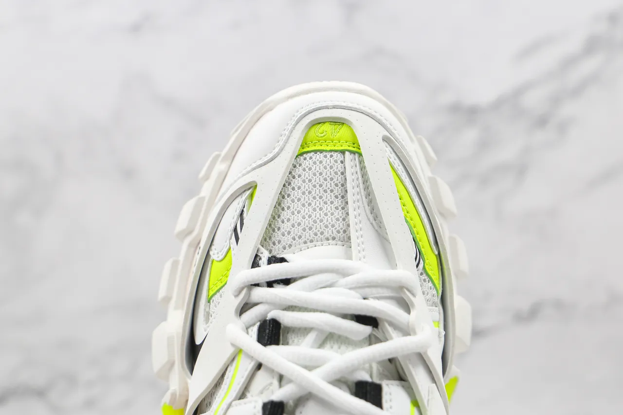 Balenciaga Track Trainer أبيض نيون أصفر حذاء رياضي كبير 5