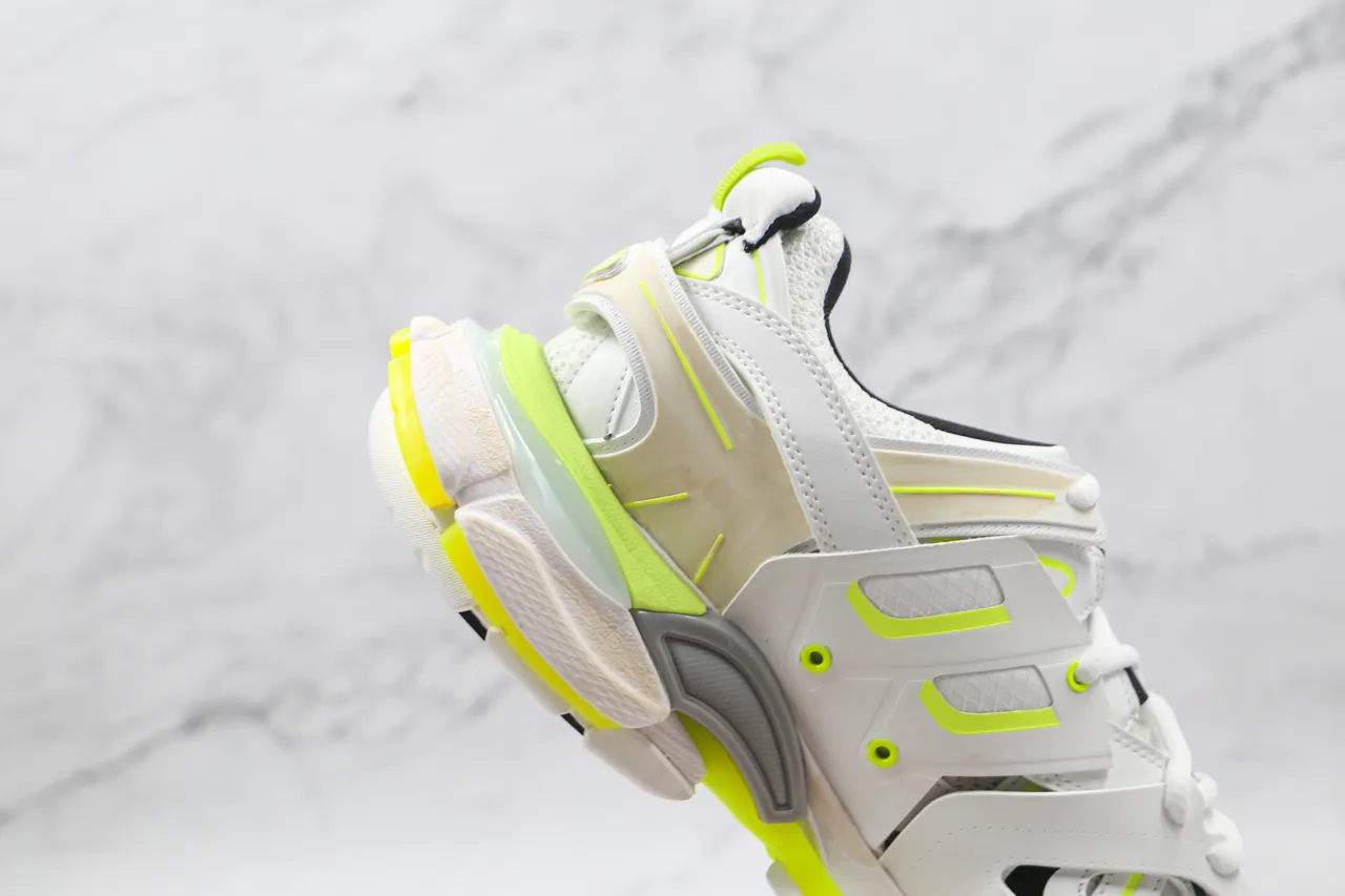 Balenciaga Track Trainer أبيض نيون أصفر حذاء رياضي كبير 6