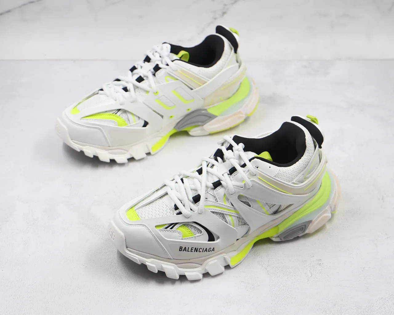 Balenciaga Track Trainer أبيض نيون أصفر حذاء رياضي كبير 7