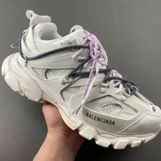 Balenciaga Track White Purple Sole Dual-Lace System Chunky Sneakers