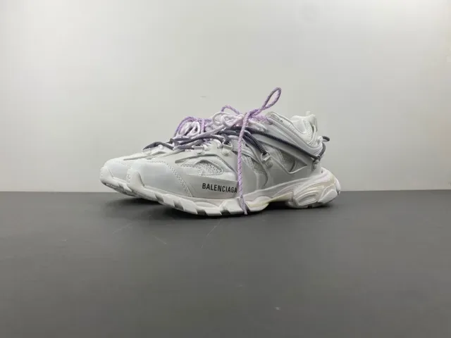 Balenciaga Track White Purple Sole Dual-Lace System Chunky Sneakers 10