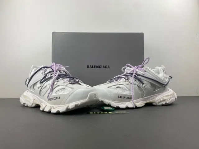 Balenciaga Track White Purple Sole Dual-Lace System Chunky Sneakers 13