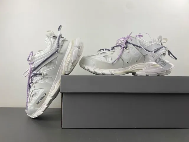 Balenciaga Track White Purple Sole Dual-Lace System Chunky Sneakers 14