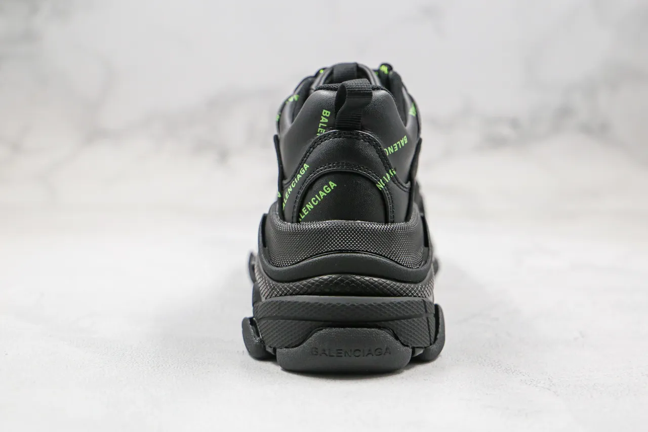 Balenciaga Triple S Black Green Sole Multi-Layered Upper Chunky Sneakers 3