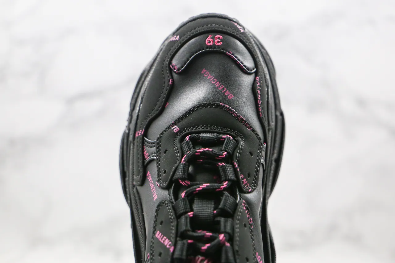 Balenciaga Triple S Black Pink silhouette oversize semelle multi-couche baskets à semelle épaisse 5