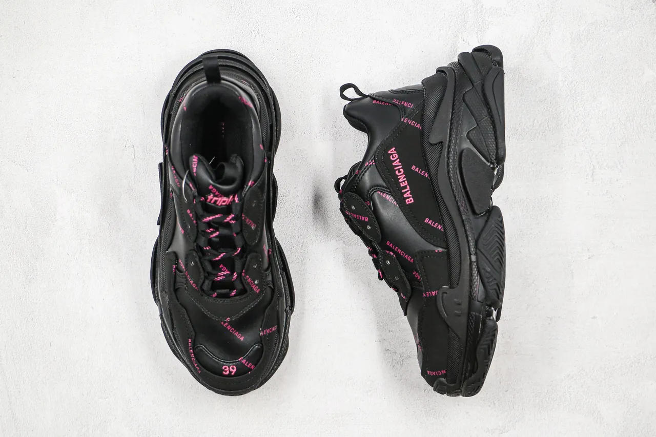 Balenciaga Triple S Black Pink silhouette oversize semelle multi-couche baskets à semelle épaisse 8