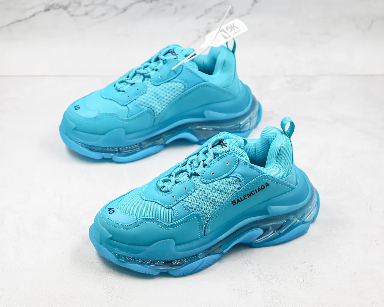 Balenciaga Triple S Cyan Chunky Sneakers 7