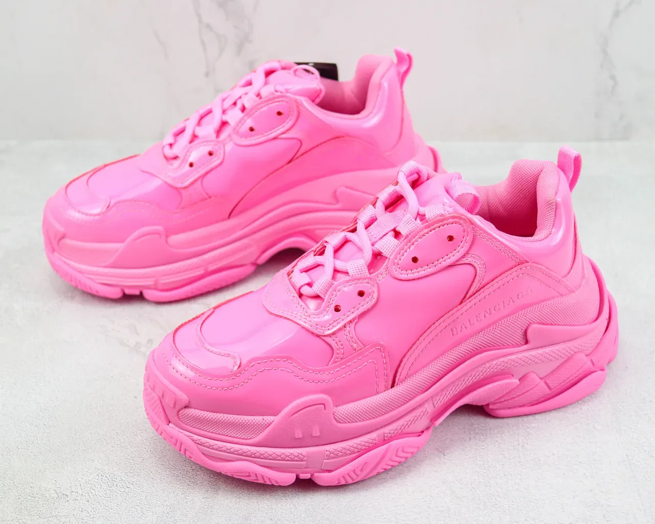 Balenciaga Triple S Monocrome Brillant Rose Chunky Sneakers 4
