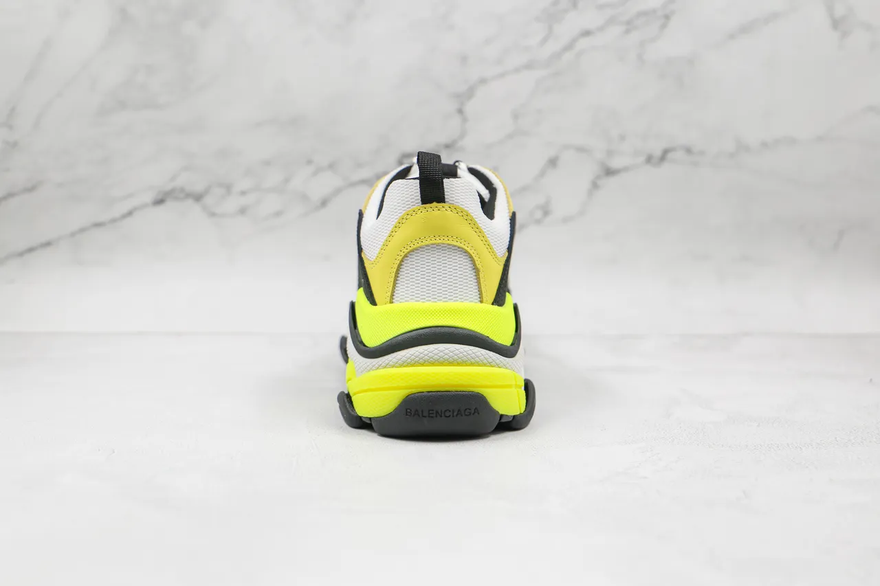 Balenciaga Triple S Tênis Chunky Amarelo Neon Preto Branco 2