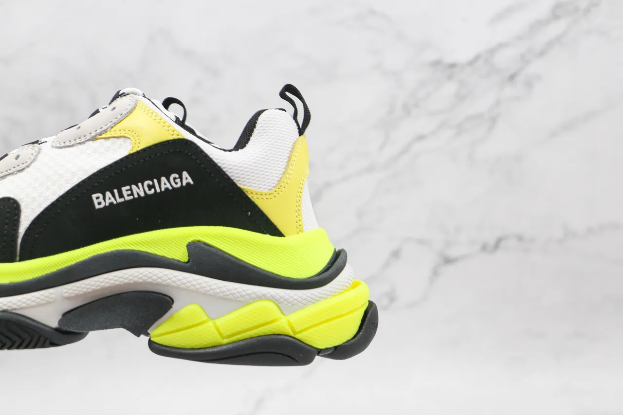 Balenciaga Triple S Tênis Chunky Amarelo Neon Preto Branco 4