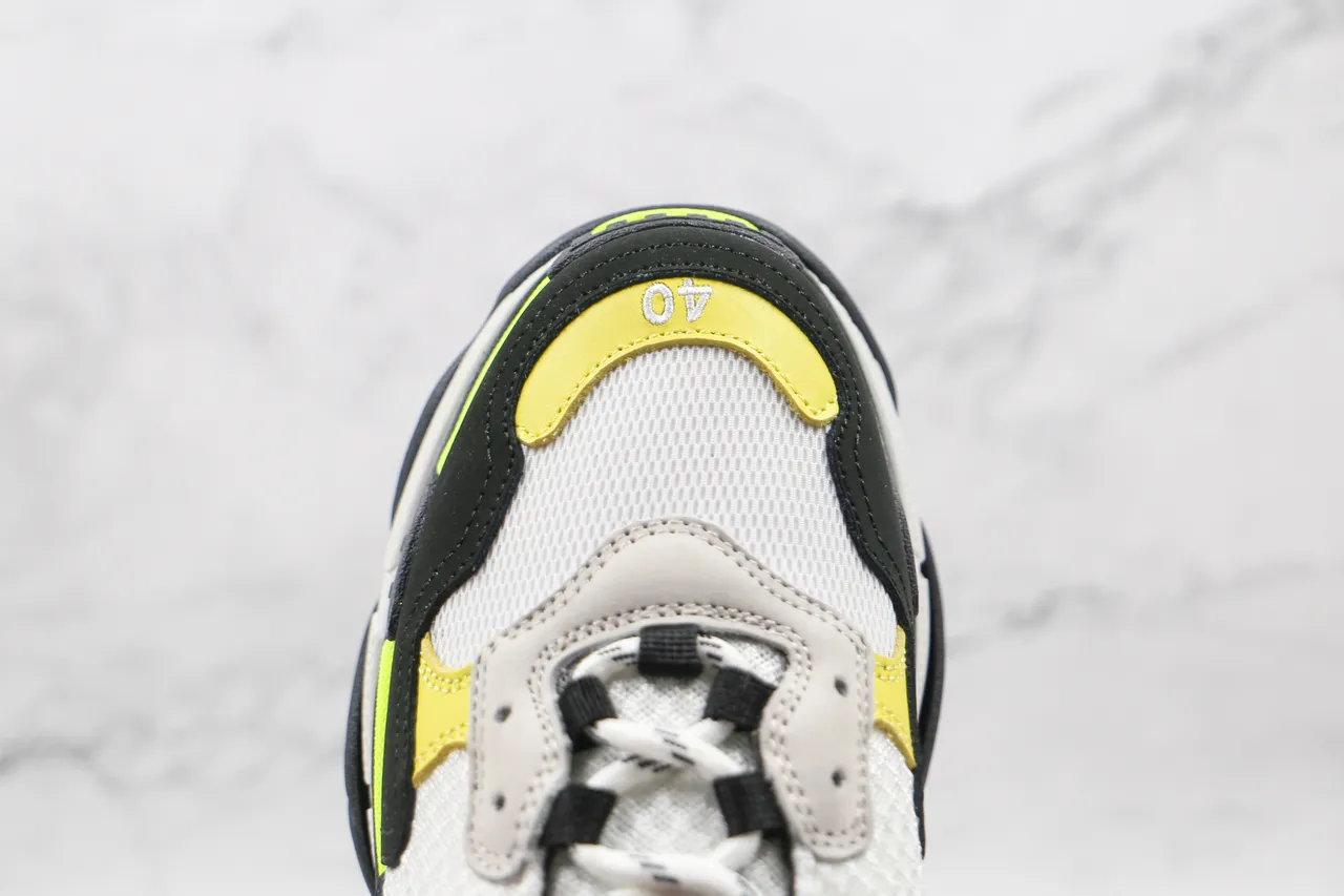 Balenciaga Triple S Tênis Chunky Amarelo Neon Preto Branco 5