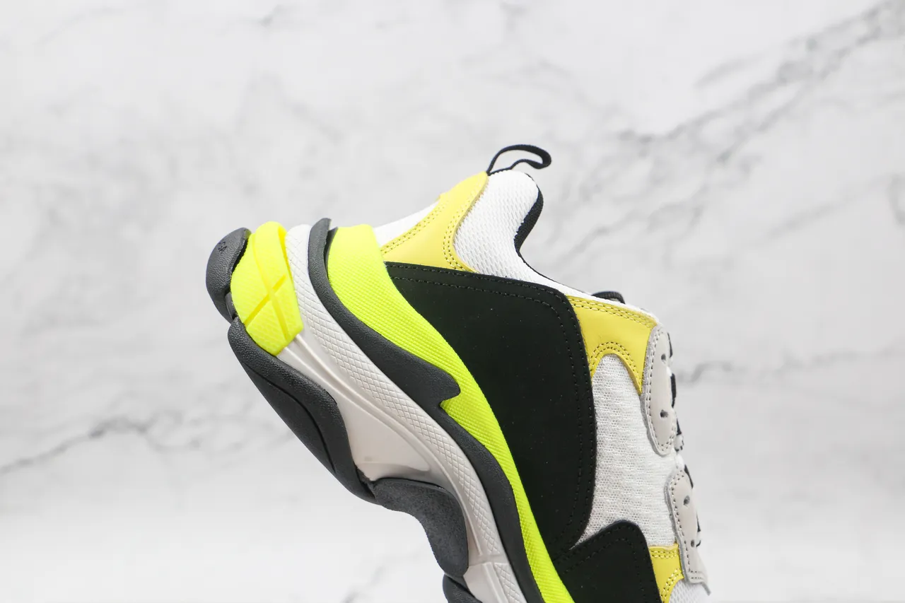 Balenciaga Triple S Tênis Chunky Amarelo Neon Preto Branco 6