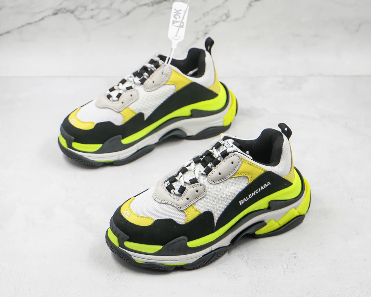 Balenciaga Triple S Tênis Chunky Amarelo Neon Preto Branco 7