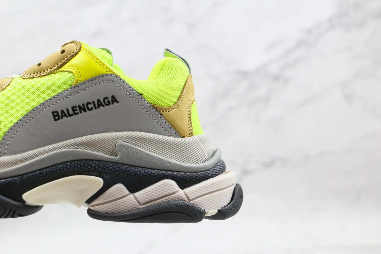 Balenciaga Triple S Jaune néon tan gris sneakers chunky 4