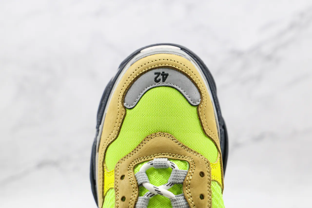Balenciaga Triple S Jaune néon tan gris sneakers chunky 5