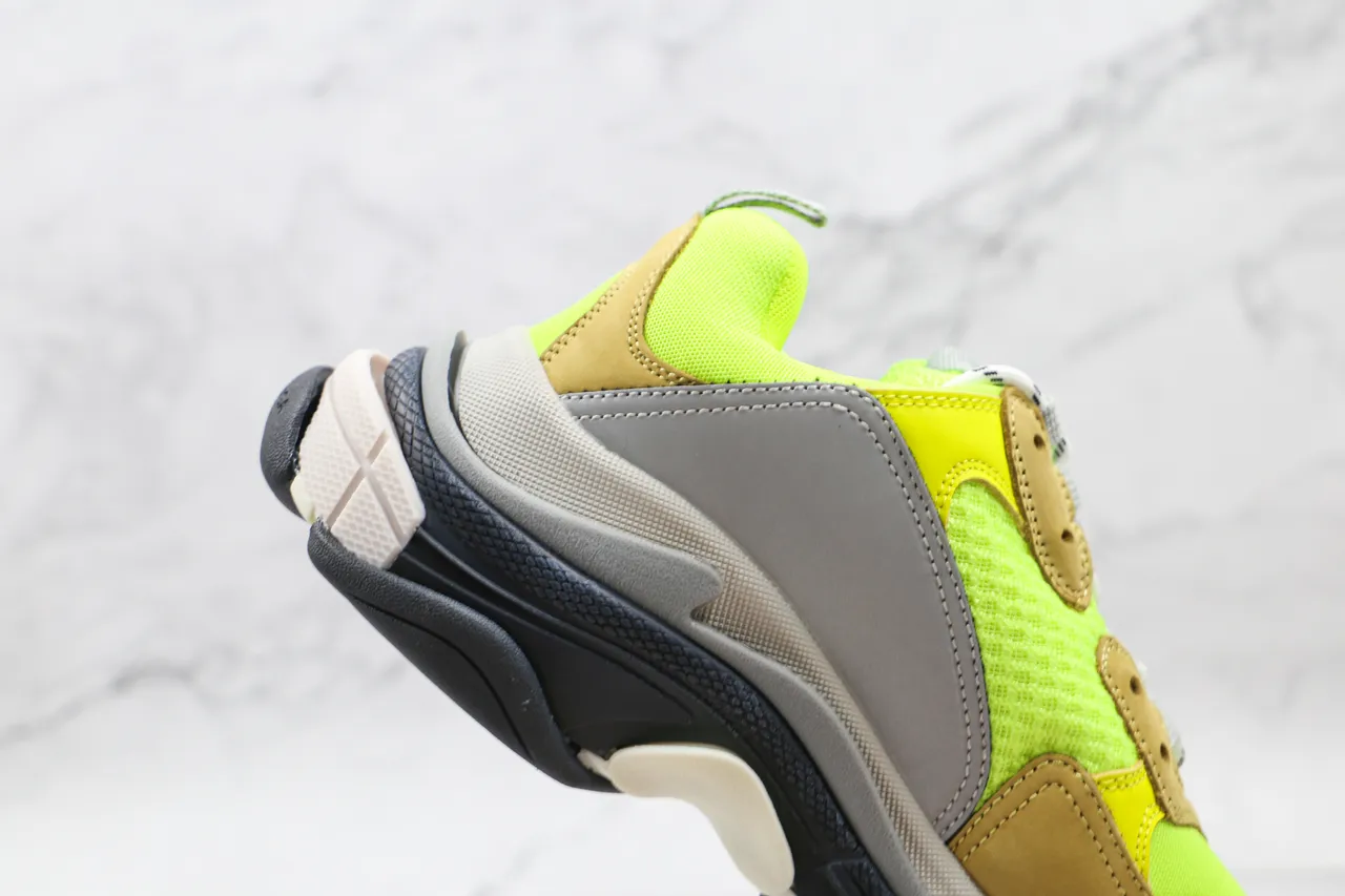 Balenciaga Triple S Jaune néon tan gris sneakers chunky 6