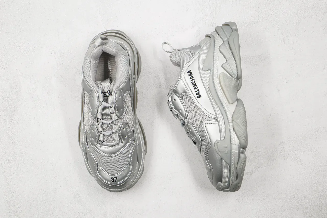 Balenciaga Triple S Silver Chunky Sneakers 8