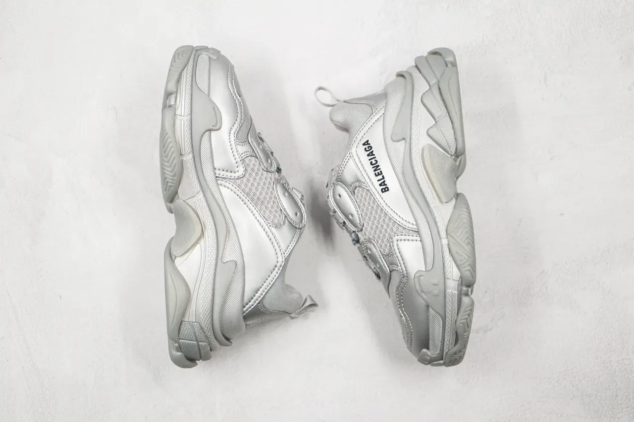 Balenciaga Triple S Silver Chunky Sneakers 9