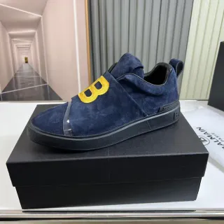 Balmain B-Court Navy Suede Gold Logo Lifestyle Sneakers