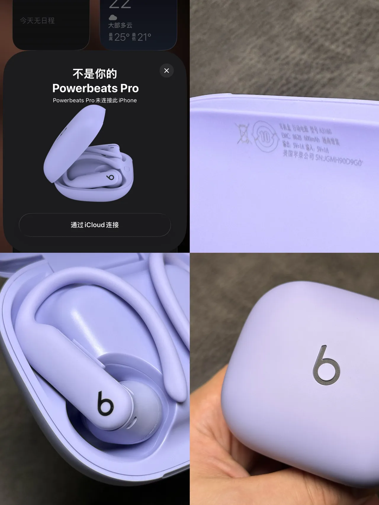 Beats Powerbeats Pro 2 Funda Compacta Cuadrada Púrpura Blanco Acabado Mate Lavanda TWS Auriculares 8