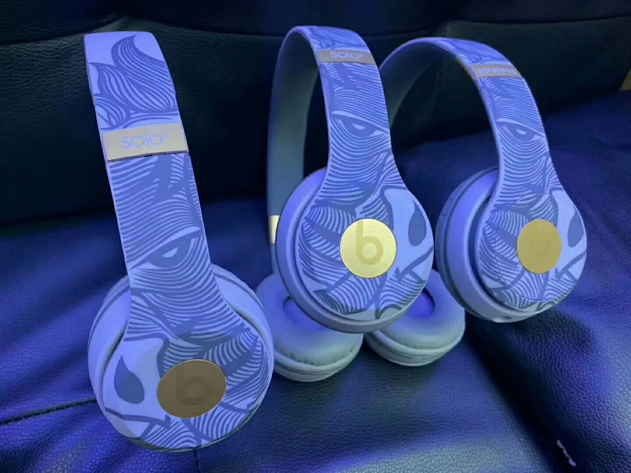 Beats Solo3 Wireless Patterned White Gray Gold Over-ear Headphones 7