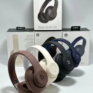 Beats Studio Pro Brown White Matte-Finish Circumaural Adjustable Metal Headband Over-ear Headphones